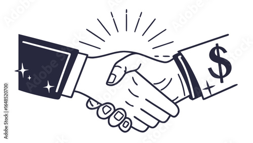 Business handshake partnership agreement deal collaboration cooperation success money finance icon vector
