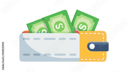 Wallet with money cash currency finance payment savings investment income earnings financial wealth concept