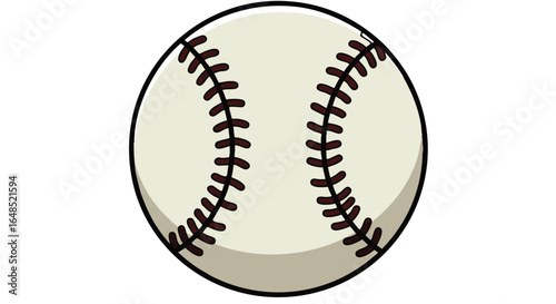 Cartoon Baseball with Brown Stitches and Black Outline