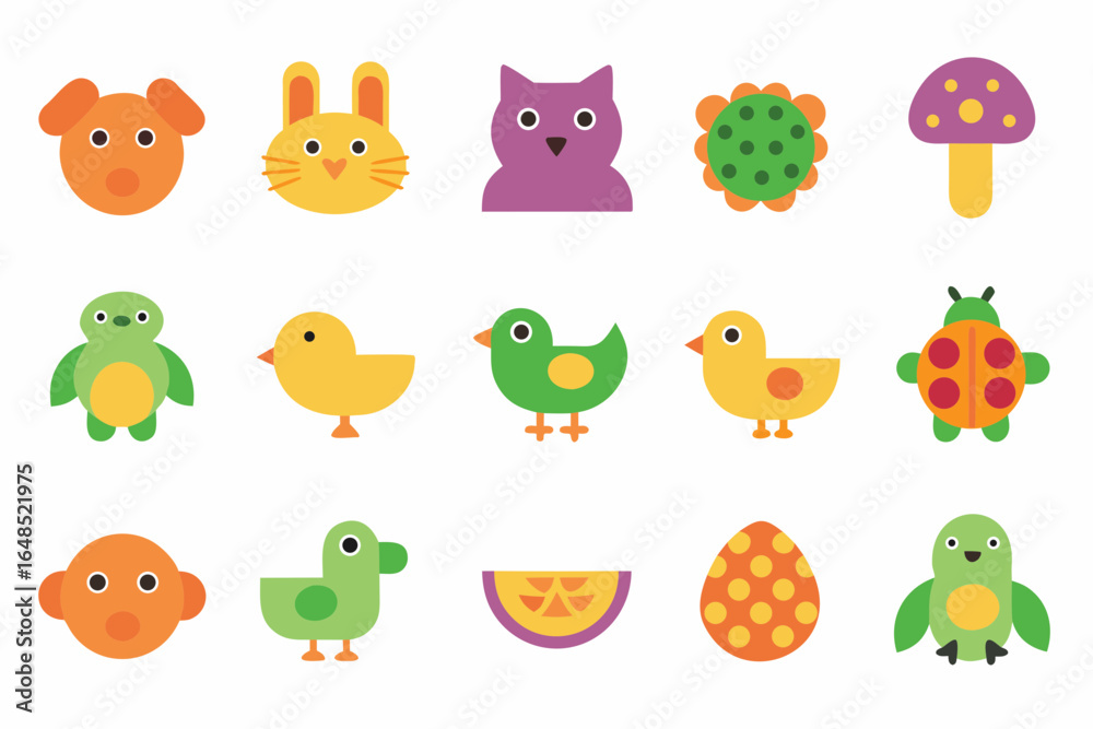 Fototapeta premium A clean and stylish set of linear animal illustrations perfect for pet shop branding, veterinary clinics, and nature-themed merchandise.