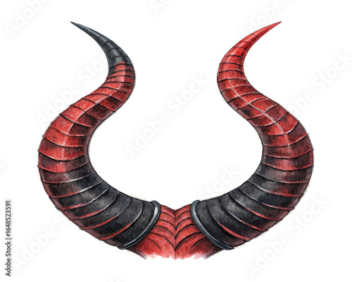 watercolor Devil Horns vector illustration isolated on white background