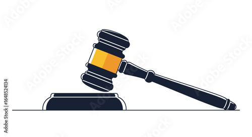 justice symbolism a gavel ready to strike on a sounding block representing law and order