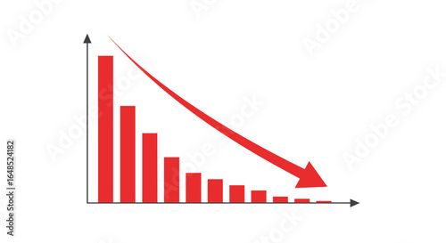 visualizing declining trends economic downturns stock market slump and financial performance decreases through bar graphs and downward arrows illustrating negative growth patterns