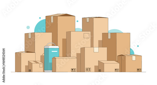 an illustration of many cardboard boxes stacked together for moving or shipping purposes