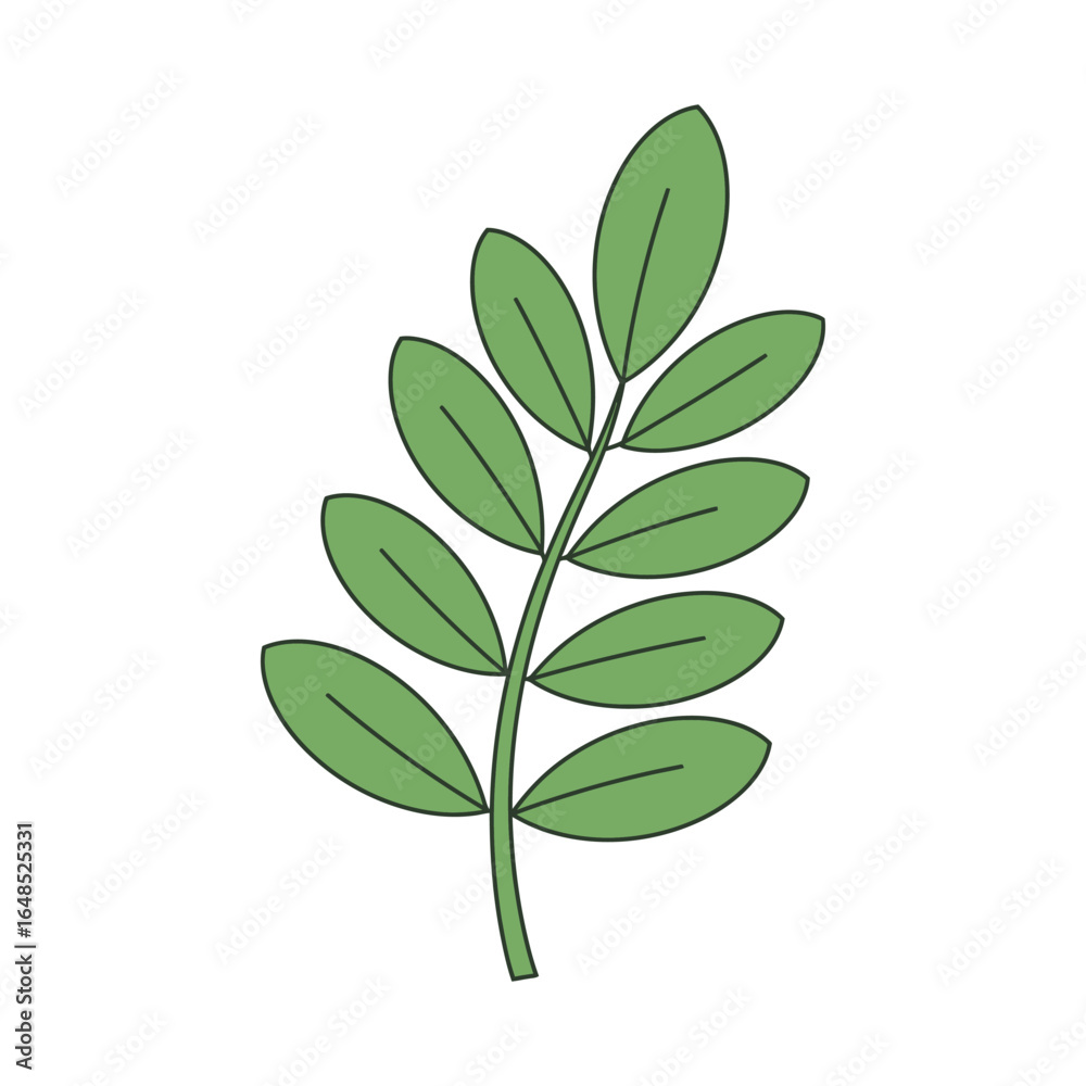 Fototapeta premium Simple Green Leaf Branch Illustration for Botanical Designs and Natural Concepts