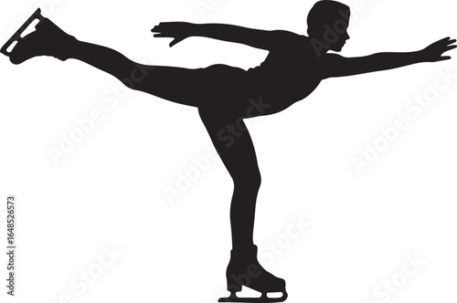 Graceful figure skater performs elegant pose on ice
