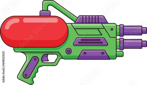 Green and Red Toy Water Blaster Vector illustration