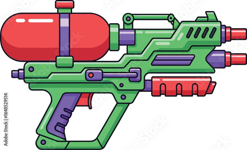 Green and Red Toy Water Blaster Vector illustration