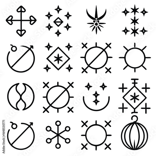 Mystical Symbols Collection Ancient Runes Sacred Geometry Celestial Icons