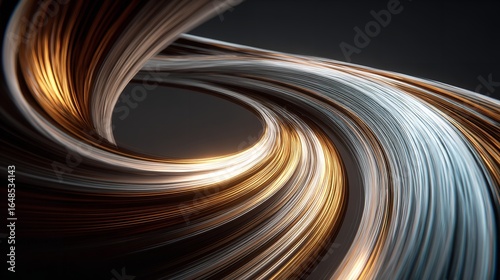 Flowing metallic strands in an endless loop a symbol of unity connection on transparent background