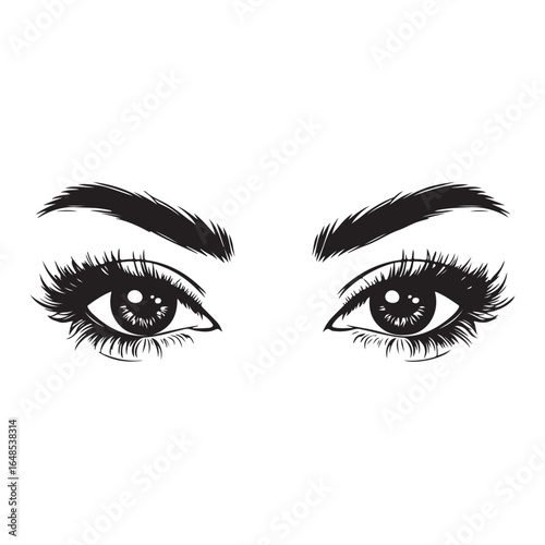 Girl Eyes With Different Design Vector Silhouette 