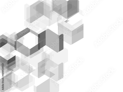キューブ　モノクロ　幾何学模様　ブロック　イラスト