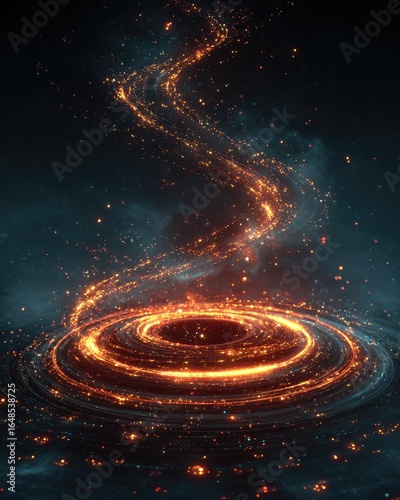 Fiery vortex swirling in dark cosmos