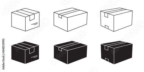 Open cardboard box icon in minimalistic style,  E-commerce Icons for App UI Elements. Shipping cardboard parcel sign. Delivery icon. Vector illustration  eps 10