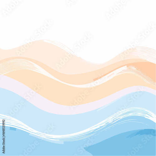 A vector illustration of gentle waves in a pastel gradient of peach, light blue, and pale yellow, with a watercolor effect, suitable for website headers.