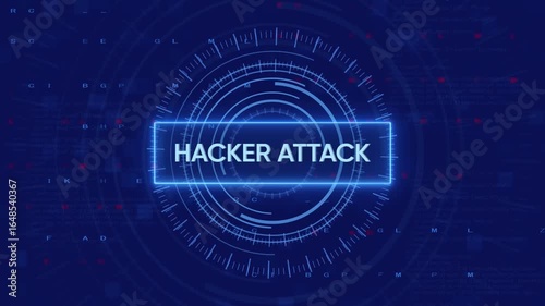 Digital cyber security infringement alert depicting hacker attack and system breach