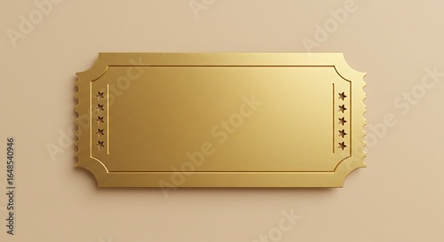 Elegant golden ticket template with cut-out pattern.
