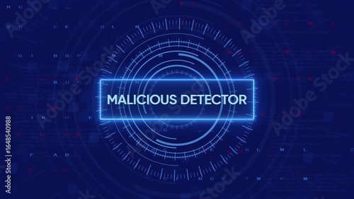 Futuristic interface displaying malicious detector within a cyber security system
