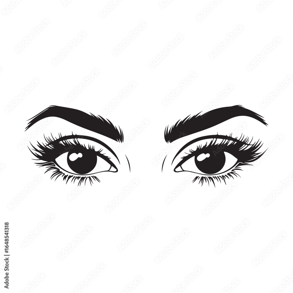 Fototapeta premium Girl Eyes With Different Design Vector Silhouette 