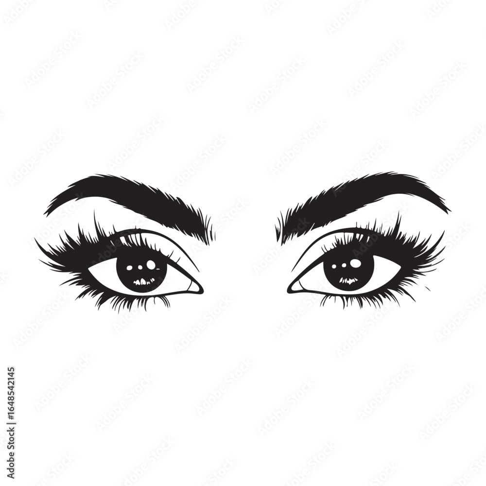 Fototapeta premium Girl Eyes With Different Design Vector Silhouette 