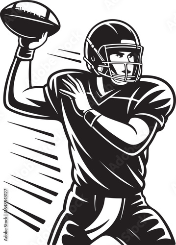 Dynamic quarterback throwing football motion action pose