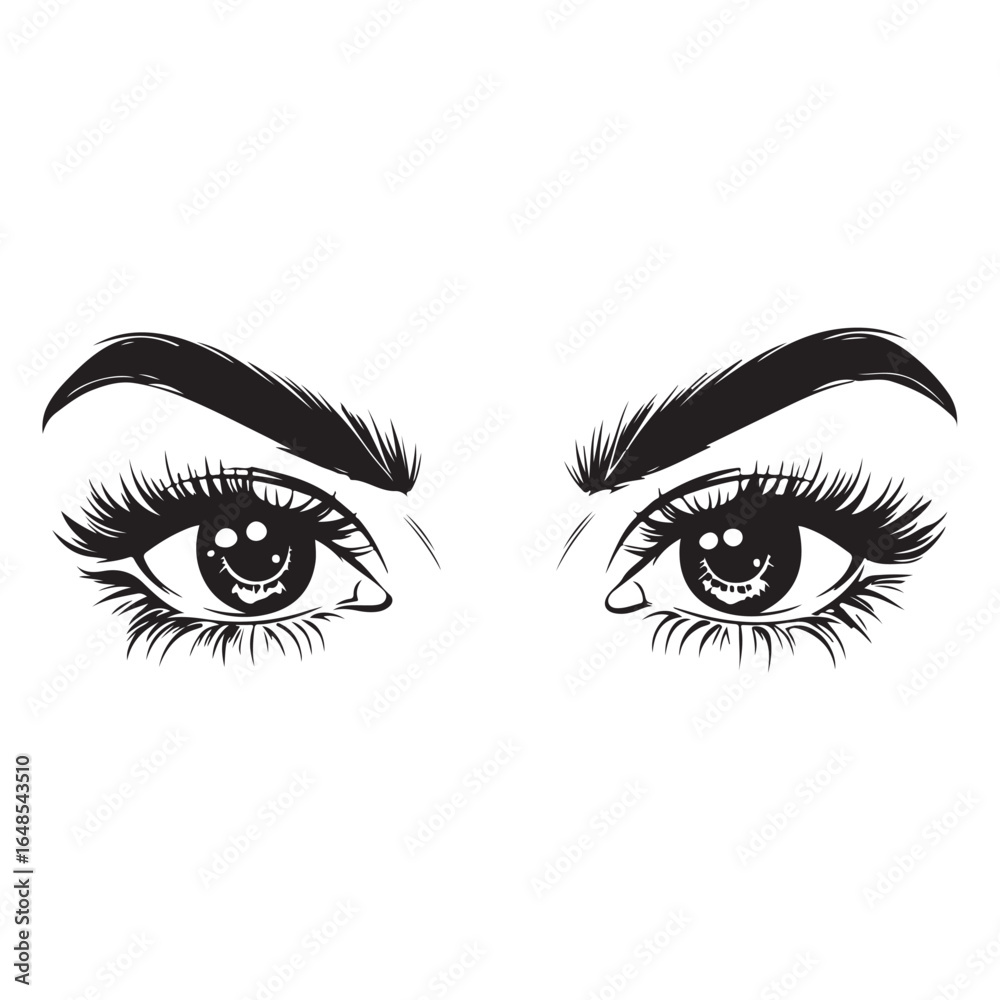 Fototapeta premium Girl Eyes With Different Design Vector Silhouette 