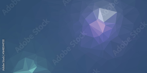 Abstract geometric pattern with blue and purple polygon shapes creates a stylish, lowpoly gradient.