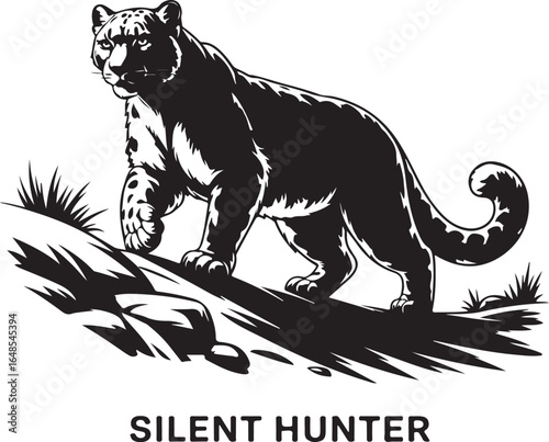 Powerful panther stalking through rocky terrain stealthy predator