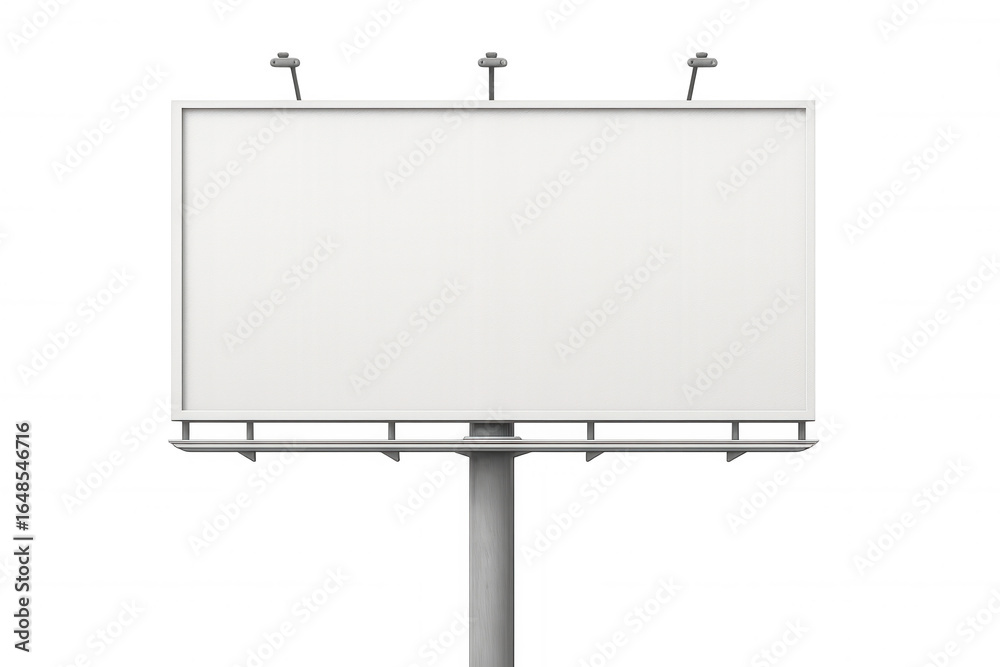 Obraz premium Empty billboard providing advertising space with spotlights, isolated on a transparent background, ready for your message or design