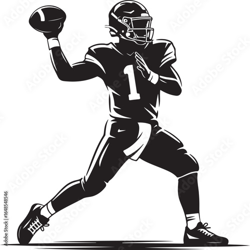 Dynamic quarterback throws football, ready for action