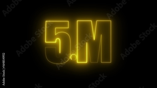 Yellow Neon 5 Million Number Sign five million