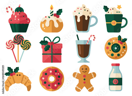 Festive christmas treats collection in flat design style