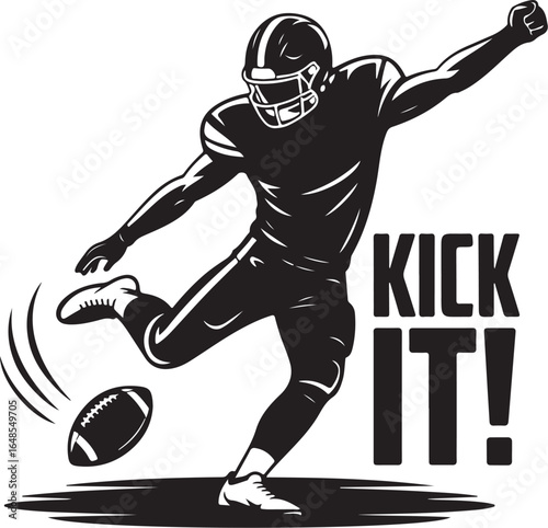 Dynamic football player kicking ball, action ready