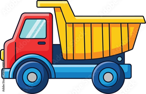 Colorful Cartoon Dump Truck Vector Illustration