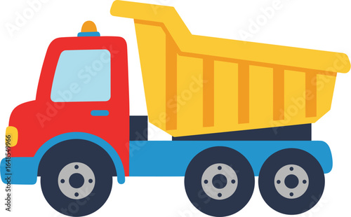 Colorful Cartoon Dump Truck Vector Illustration