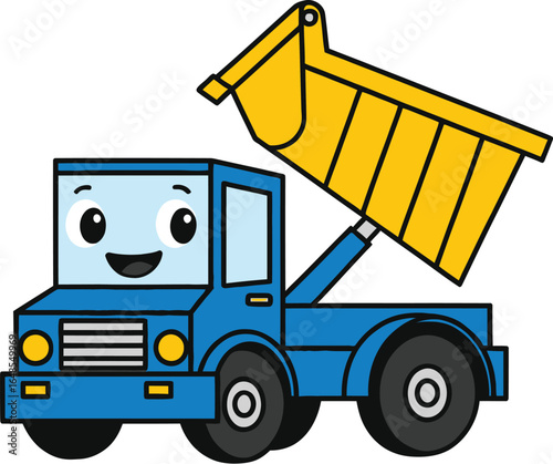 Colorful Cartoon Dump Truck Vector Illustration