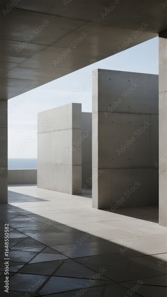 Fototapeta premium Modern Concrete Architecture with Geometric Forms and Natural Light