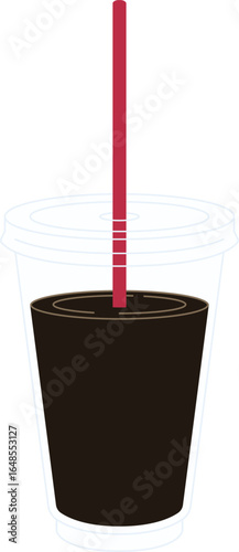 Iced Coffee Illustration with Plastic Straw