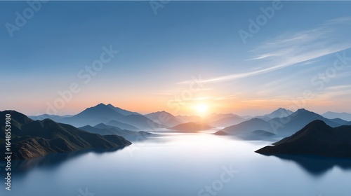 Serene mountain landscape at sunset