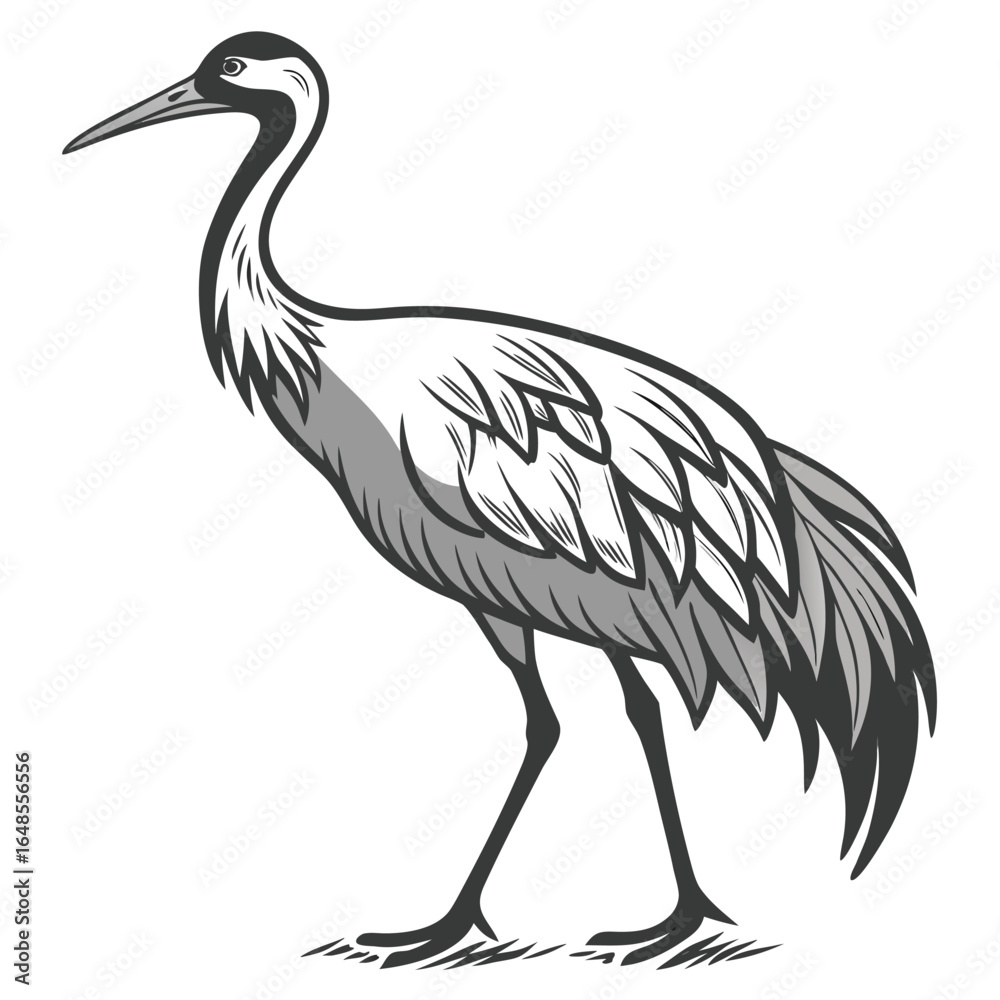 Obraz premium Crane White Background