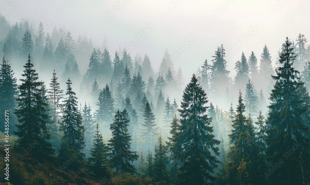 Obraz premium Misty mountain forest (2)