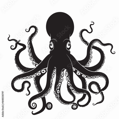 A whimsical oriental cartoon of a crowned octopus and a fish, designed with a fantasy dragon and lizard pattern