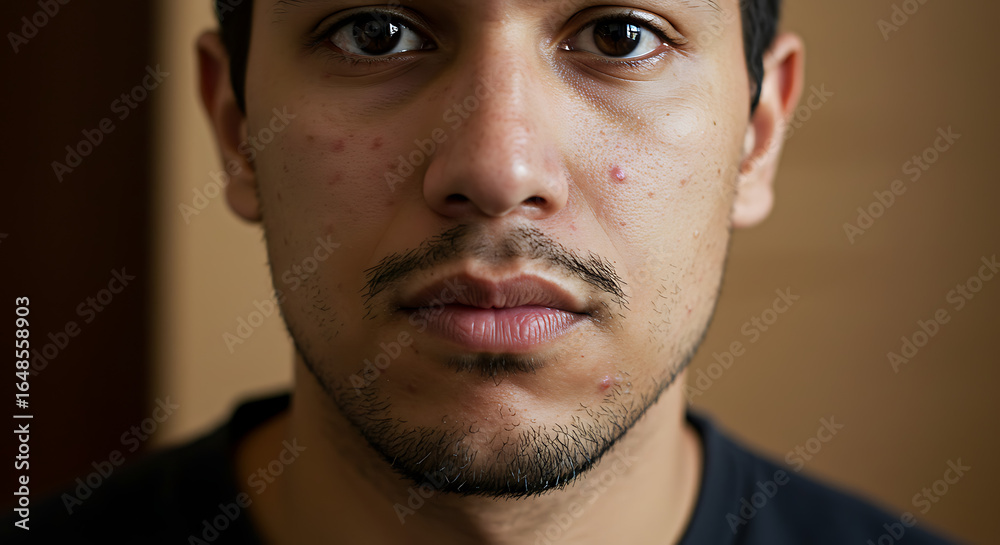 Fototapeta premium Problematic acne skin closeup face dermatology issue