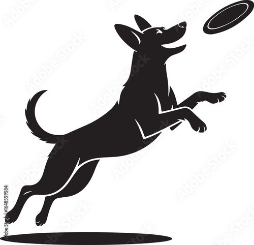 Energetic dog leaping to catch frisbee in mid-air