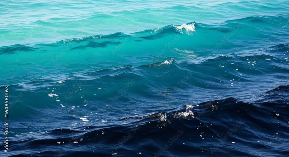 Naklejka premium Deep blue ocean waves under a bright sky