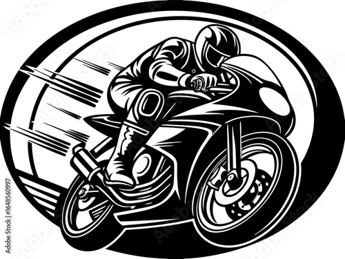 sportbike racing illustration: extreme rider vector art