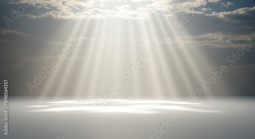 神々しい光線 穏やか空間 輝く地面 希望を運ぶ光. AI Generated