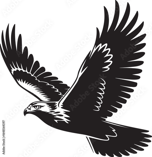 Majestic eagle soaring with powerful wings spread wide