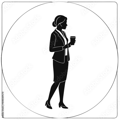 Elegant Woman Silhouette Enjoying Coffee