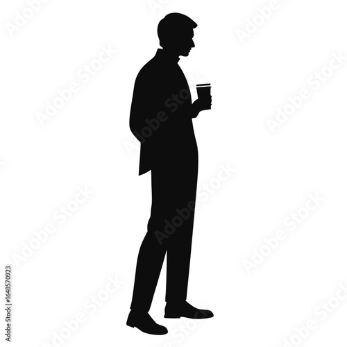 Professional Businessman Silhouette with Coffee Cup